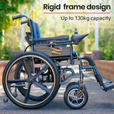 NNEMB Power Electric Wheelchair-Folding-12km Max Range-Lithium Battery-24 Light Rear Wheels-Black/Blue