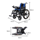 NNEMB Power Electric Wheelchair-Folding-12km Max Range-Lithium Battery-24 Light Rear Wheels-Black/Blue