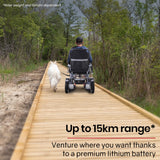 NNEMB Power Electric Wheelchair-Folding-15km Max Range-Aluminium Frame-Lithium Battery-Blue