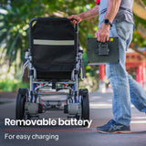 NNEMB Power Electric Wheelchair-Folding-15km Max Range-Aluminium Frame-Lithium Battery-Blue