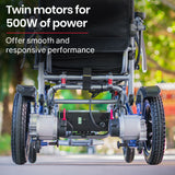 NNEMB Power Electric Wheelchair-Folding-15km Max Range-Aluminium Frame-Lithium Battery-Blue