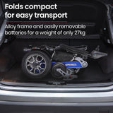 NNEMB Power Electric Wheelchair-Folding-15km Max Range-Aluminium Frame-Lithium Battery-Blue