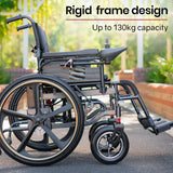NNEMB Power Electric Wheelchair-Folding-12km Max Range-Lithium Battery-24 Rear Wheels-Black