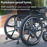 NNEMB Power Electric Wheelchair-Folding-12km Max Range-Lithium Battery-24 Rear Wheels-Black