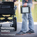 NNEMB Power Electric Wheelchair-Folding-XL Wide Seat-20km Max Range-Lithium Battery-Black