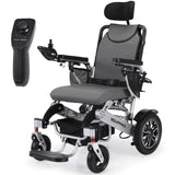 NNEMB Power Electric Wheelchair-15km Max Range-Alloy-Remote Control-Lithium Battery-Black/Silver