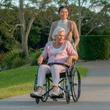 NNEMB 24 Inch Folding Wheelchair-XL Wide Design-136kg Capacity-Park Brakes-Retractable Armrests-Dark Grey Hammertone