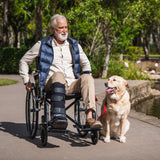 NNEMB 24 Inch Folding Wheelchair-XL Wide Design-136kg Capacity-Park Brakes-Retractable Armrests-Dark Grey Hammertone