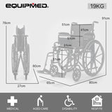 NNEMB 24 Inch Folding Wheelchair-XL Wide Design-136kg Capacity-Park Brakes-Retractable Armrests-Dark Grey Hammertone