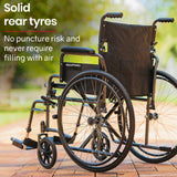 NNEMB 24 Inch Folding Wheelchair-XL Wide Design-136kg Capacity-Park Brakes-Retractable Armrests-Dark Grey Hammertone