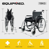 NNEMB Folding Wheelchair XXL Extra-Wide Bariatric Seat-Aluminium Frame-150kg Capacity-24 Inch Wheels-Park Brakes-Black
