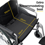NNEMB Folding Wheelchair XXL Extra-Wide Bariatric Seat-Aluminium Frame-150kg Capacity-24 Inch Wheels-Park Brakes-Black