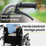 NNEMB Folding Wheelchair XXL Extra-Wide Bariatric Seat-Aluminium Frame-150kg Capacity-24 Inch Wheels-Park Brakes-Black