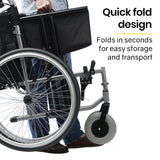 NNEMB Folding Wheelchair XXL Extra-Wide Bariatric Seat-Aluminium Frame-150kg Capacity-24 Inch Wheels-Park Brakes-Black