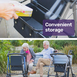 NNEMB 4 Wheel Lightweight Rollator Walker-Aluminium Frame-Seat-Carry Bag-for Seniors-Titanium Style