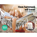 NNEDSZ Hanging Tassel Hammock Swing Bed Cream