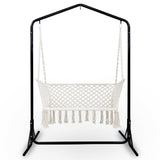 NNEDSZ Double Swing Hammock Chair with Stand Macrame Outdoor Bench Seat Chairs