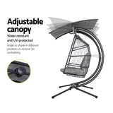 NNEDSZ Outdoor Furniture Lounge Hanging Swing Chair Egg Hammock Stand Rattan Wicker Grey