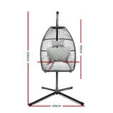 NNEDSZ Outdoor Furniture Egg Hammock Hanging Swing Chair Stand Pod Wicker Grey