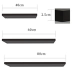 NNEDPE 3pcs Wall Floating Shelf Set Bookshelf Shop Display Black