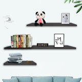 NNEDPE 3pcs Wall Floating Shelf Set Bookshelf Shop Display Walnut