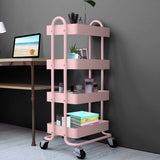 NNEIDS 4 Tiers Kitchen Trolley Cart Steel Storage Rack Shelf Organiser Pink