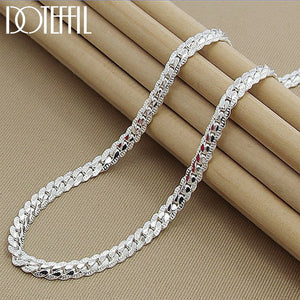 NNEOBA Sterling Silver 6mm Side Chain Necklace