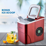 NNEMB 2L Portable Ice Cube Maker Machine Automatic with Control Panel-Red