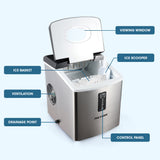 NNEMB 3.2L Portable Ice Cube Maker Machine Automiatic with Control Panel-Silver