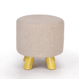 NNEDPE Luxury Chic Wooden Footstool Ottoman Beige