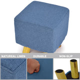 NNEDPE Luxury Chic Wooden Footstool Ottoman Blue