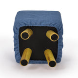 NNEDPE Luxury Chic Wooden Footstool Ottoman Blue