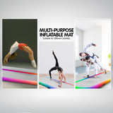 NNEDPE 3m x 1m Air Track Tumbling Mat Gymnastics Exercise Inflatable - Rainbow