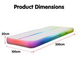 NNEDPE 3m x 1m Air Track Tumbling Mat Gymnastics Exercise Inflatable - Rainbow