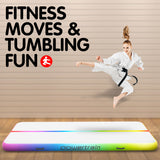 NNEDPE 3m x 1m Air Track Tumbling Mat Gymnastics Exercise Inflatable - Rainbow