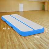 NNEDPE 3m x 1m Air Track Inflatable Gymnastics Tumbling Mat - Blue