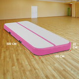 NNEDPE 3m x 1m Air Track Inflatable Gymnastics Tumbling Mat - Pink