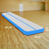 NNEDPE 5m x 1m Air Track Inflatable Gymnastics Tumbling Mat - Blue