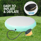 NNEDPE 1m Air Track Spot Round Inflatable Gymnastics Tumbling Mat Pump Green