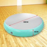 NNEDPE 1m Air Track Spot Round Inflatable Gymnastics Tumbling Mat Pump Green