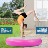 NNEDPE 1m Air Spot Round Inflatable Gymnastics Tumbling Mat with Pump - Pink