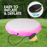 NNEDPE 1m Air Spot Round Inflatable Gymnastics Tumbling Mat with Pump - Pink