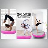NNEDPE 1m Air Spot Round Inflatable Gymnastics Tumbling Mat with Pump - Pink