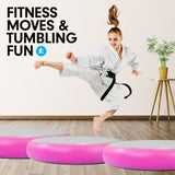 NNEDPE 1m Air Spot Round Inflatable Gymnastics Tumbling Mat with Pump - Pink