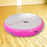 NNEDPE 1m Air Spot Round Inflatable Gymnastics Tumbling Mat with Pump - Pink