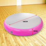 NNEDPE 1m Air Spot Round Inflatable Gymnastics Tumbling Mat with Pump - Pink