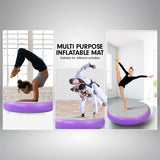 NNEDPE 1m Air Track Spot Round Inflatable Gymnastics Tumbling Mat Purple
