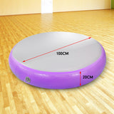 NNEDPE 1m Air Track Spot Round Inflatable Gymnastics Tumbling Mat Purple