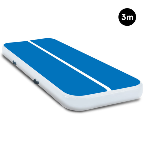 NNEDPE 3m x 1m Air Track Inflatable Tumbling Gymnastics Mat - Blue White