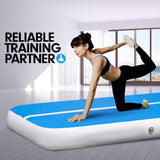 NNEDPE 4m x 1m Air Track Inflatable Tumbling Gymnastics Mat - Blue White